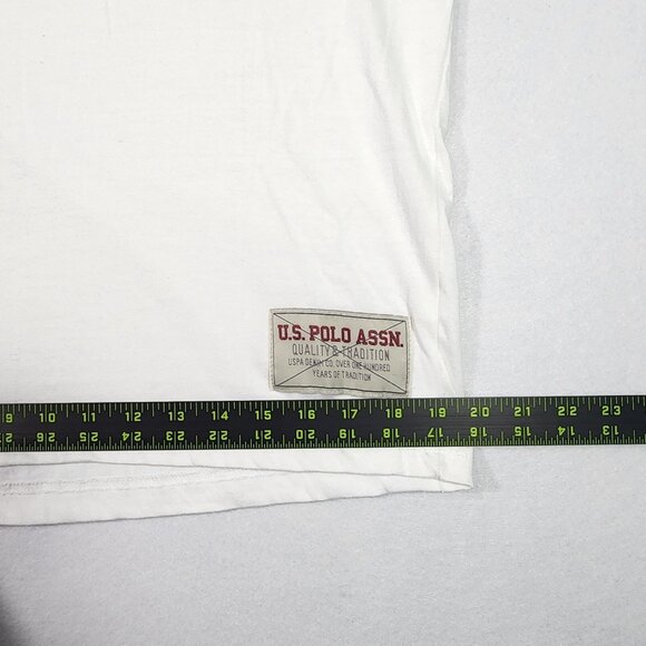 US Polo Assn. Boys Henley sz 18 White with Grey Long Sleeve 2 Player Emblem - Picture 11 of 11